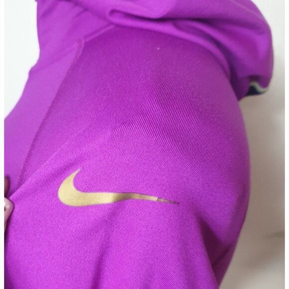 Nike Pro Combat Womens Compression Hoodie XS Dri-Fit Pink Purple Sporty Run Gym - Picture 7 of 9